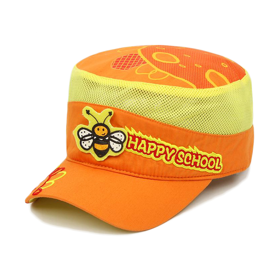 透氣兒童平頂軍帽定制