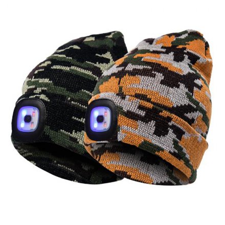 歐美熱銷(xiāo)帶燈針織功能帽定制