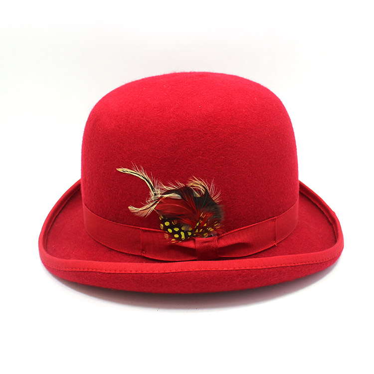 時尚寬沿毛呢帶羊毛氈帽定制